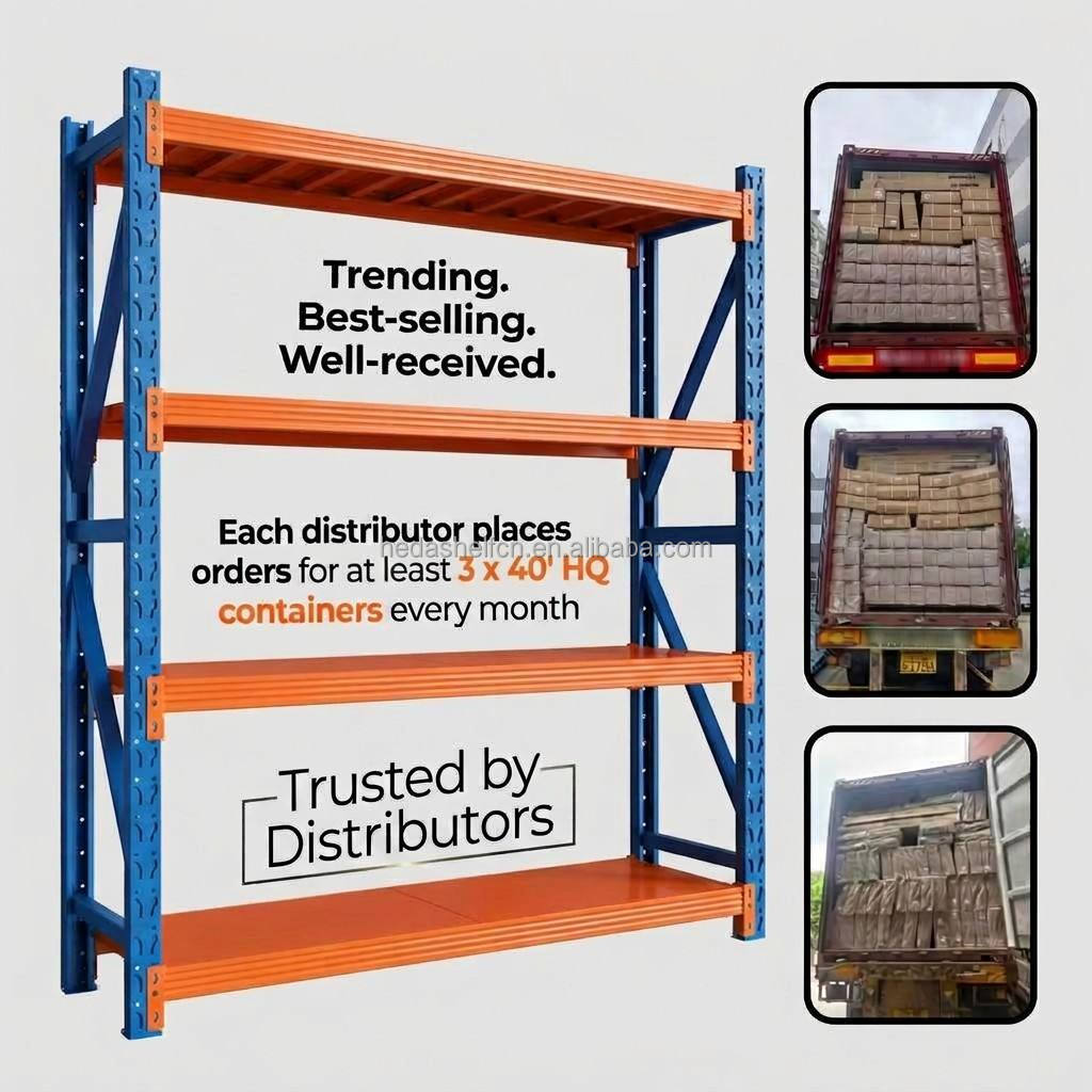Heda Manufacture Storage Shelves Metal Boltless Warehouse Shelves System Medium Duty Racks for Sale