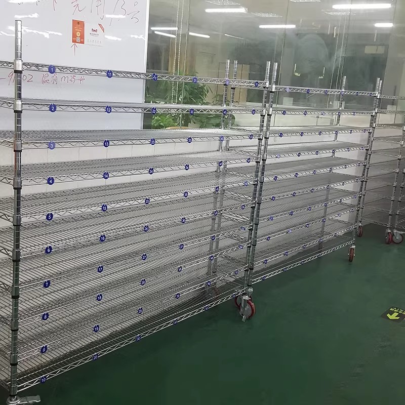 Heavy Duty Multi-Layer Floor Standing Storage Racks, Metal Wire Shelving For Warehouse Inventory Storage