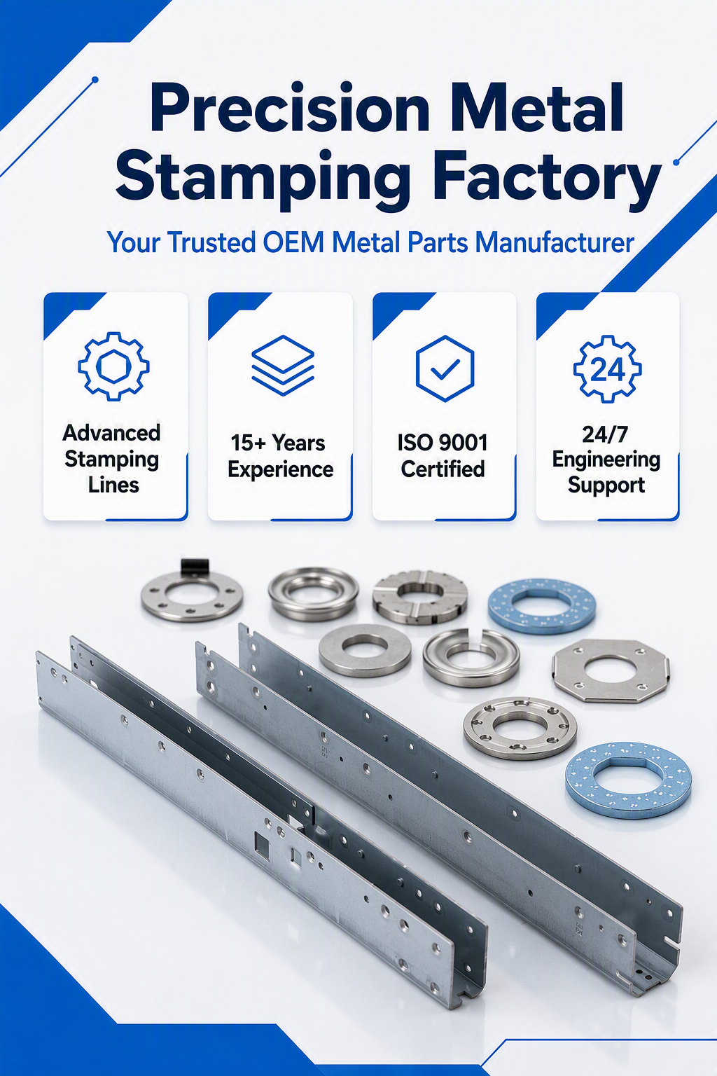 OEM Custom Precision Stamping U Shape Channel Bracket Galvanized Steel Hardware Industrial Shelf Support Rail Metal Parts