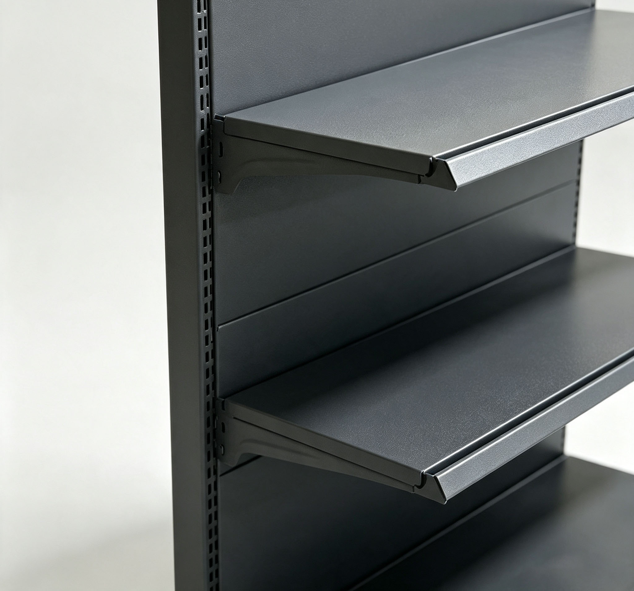 Heavy Duty Black Steel 5-Layer Supermarket Shelf Single Sided Wall Mounted Retail Display Rack Gondola Shelving Grocery Store