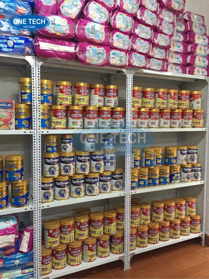 4-tier Slotted angle shelving / Bolt shelving Vietnam Light Duty Screw Assembly Adjustable Electrostatic Powder Coating