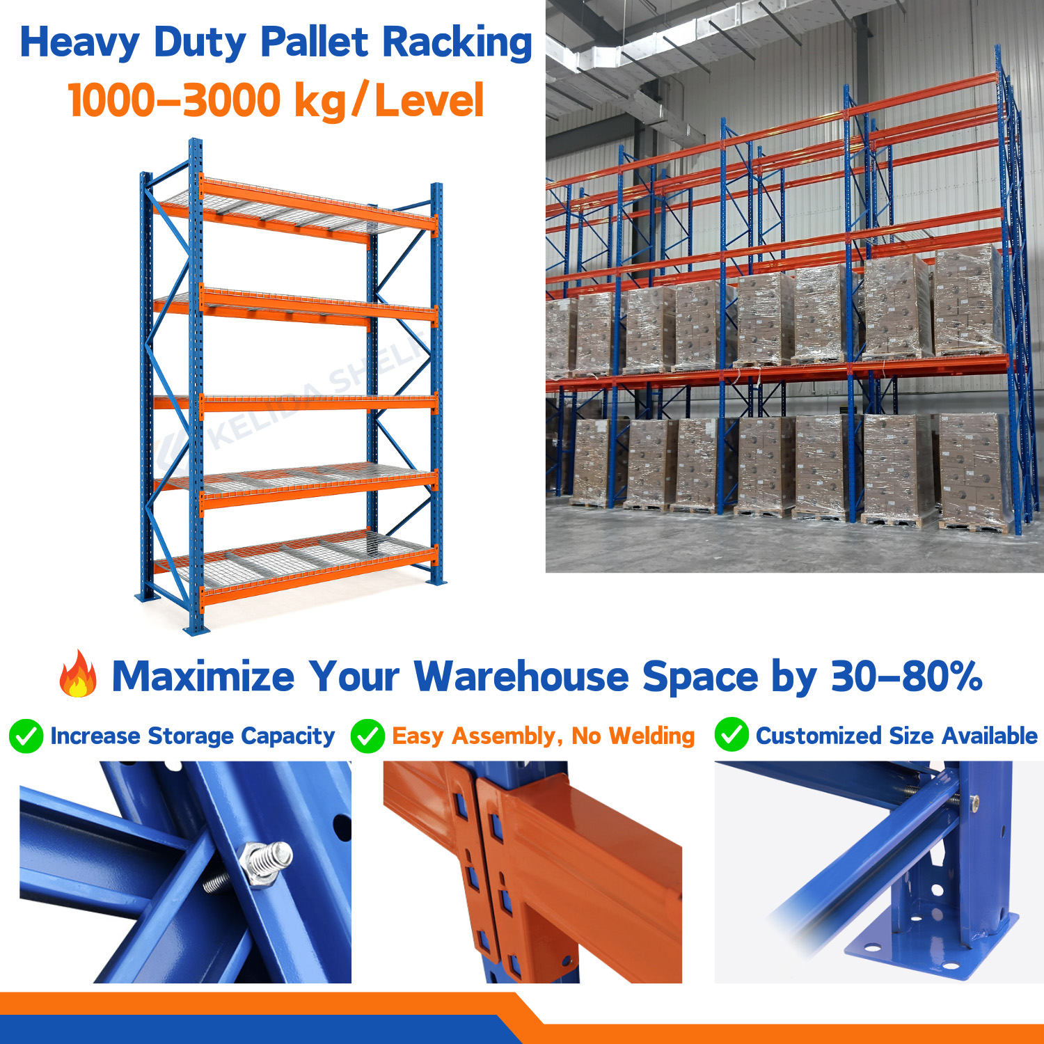 Easy Assembly Heavy Duty Pallet Racking Modular Warehouse Storage System International Standard Industrial Racks