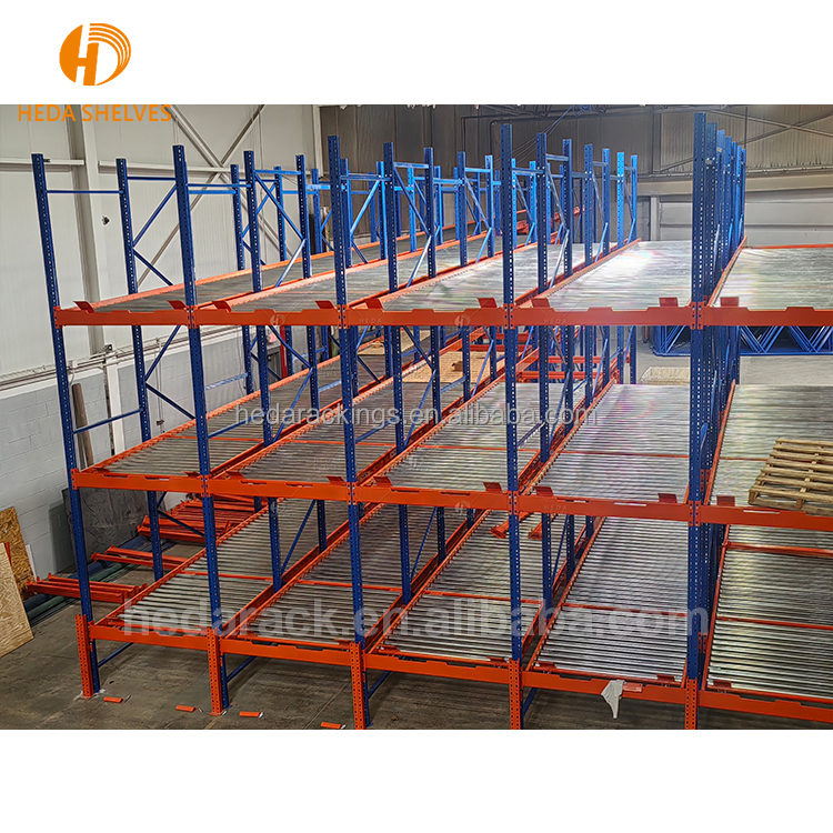 FIFO High Efficient Warehouse Storage Gravity Pallet Flow Racks Roller Rack/Pallet Flow Racking