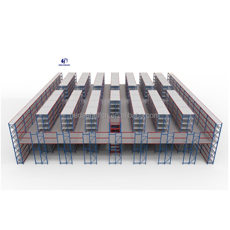 Warehouse Heavy Duty Steel Loft Platform Shelf Storage Attic Rack Pallet Racking Supported Mezzanine Floor Racks System