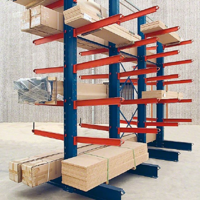 Heavy Duty Cantilever Racking Q235 Steel Upright Construction Timber Lumber Factory Storage