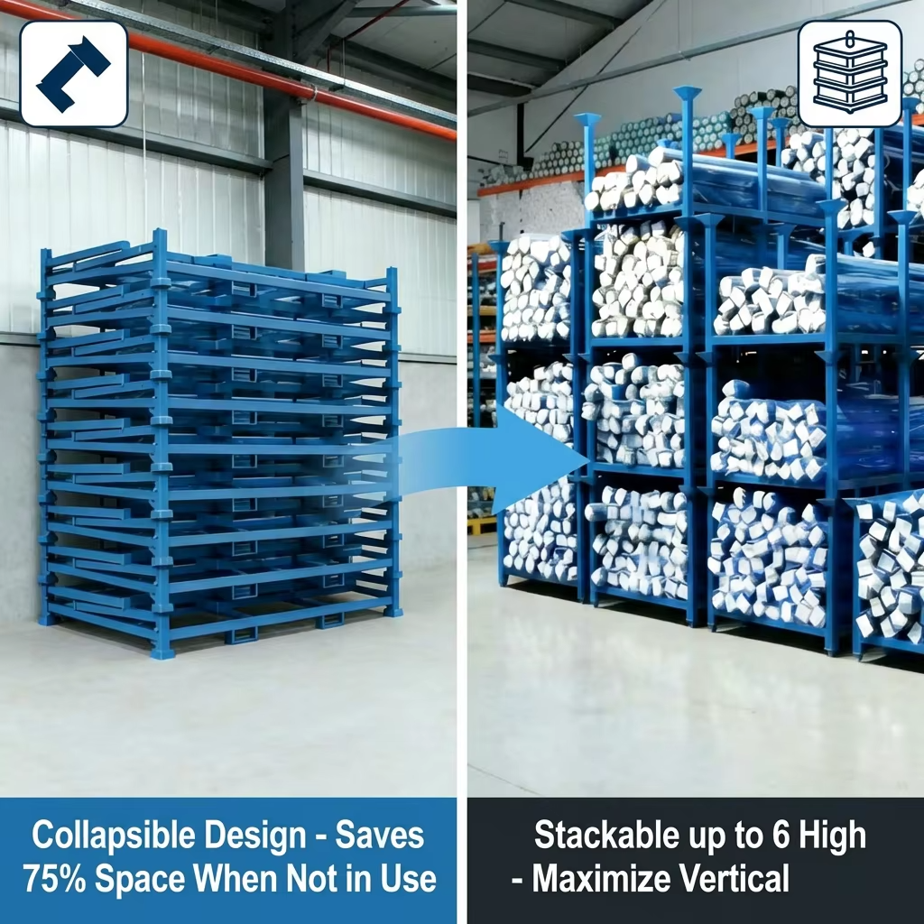TER Professional Textile Industry Fabric Roll Rack Customized Heavy Duty Stackable Foldable Storage Solution