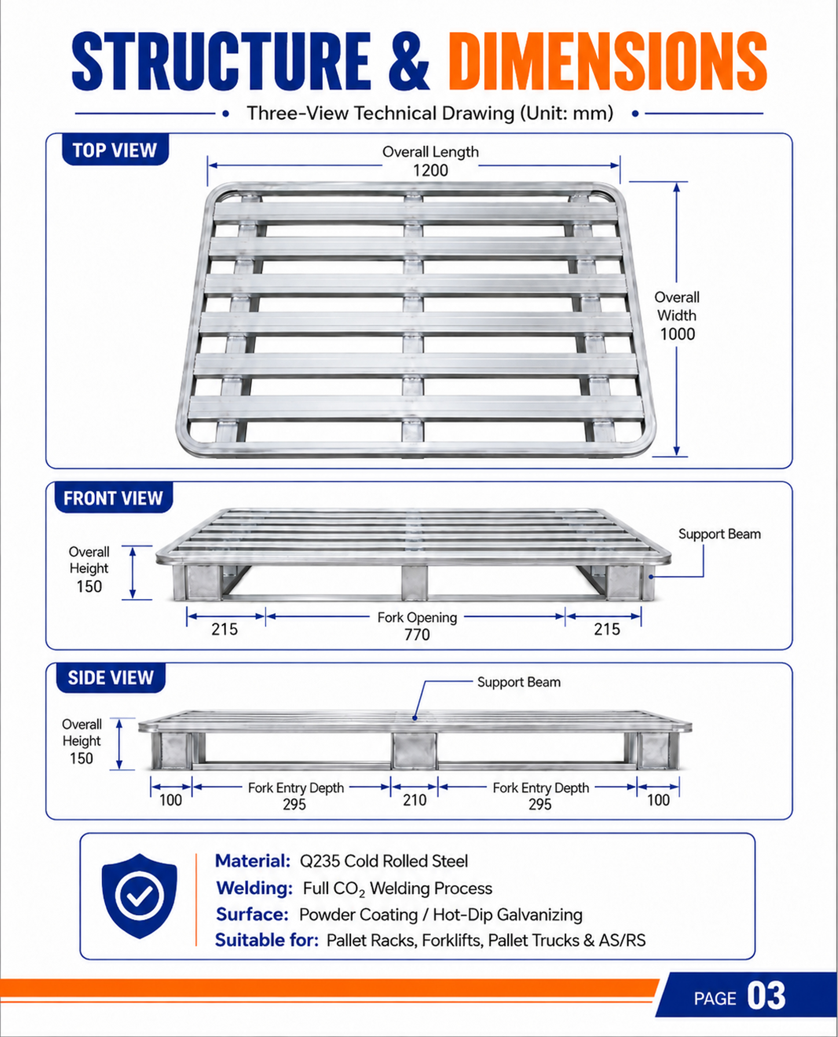 Factory Direct Steel Pallet Heavy Duty Warehouse Storage Metal Pallet for Racking System