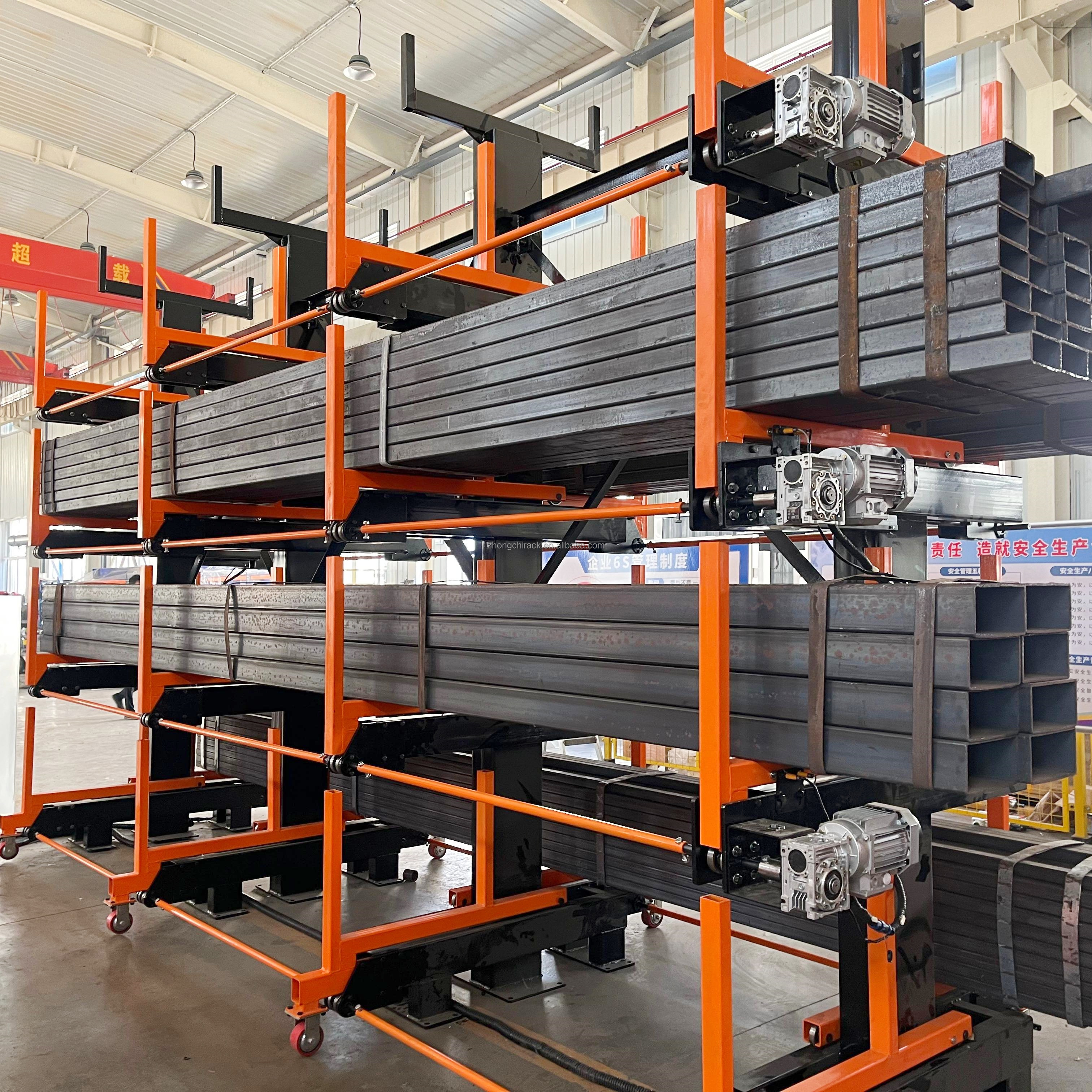 Heavy Duty Industrial Single/Double-Sided Telescopic Cantilever Racking System 0.5T-3.0T Load Capacity 2-6 Layers Powder Coated