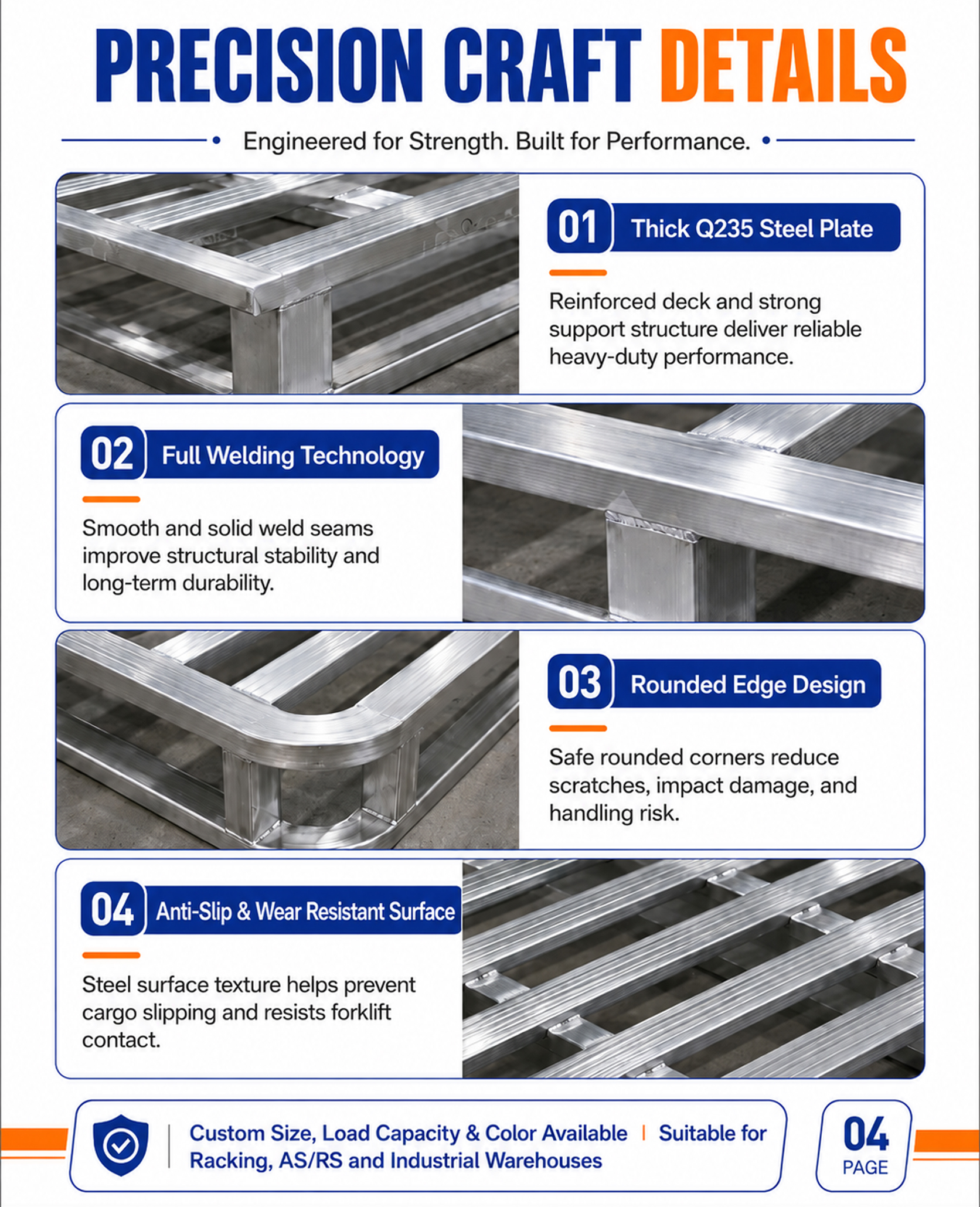 Factory Direct Steel Pallet Heavy Duty Warehouse Storage Metal Pallet for Racking System