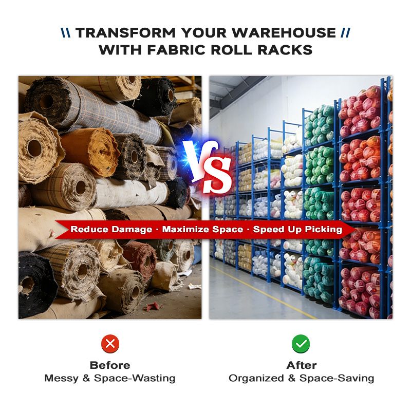 TER Professional Textile Industry Fabric Roll Rack Customized Heavy Duty Stackable Foldable Storage Solution