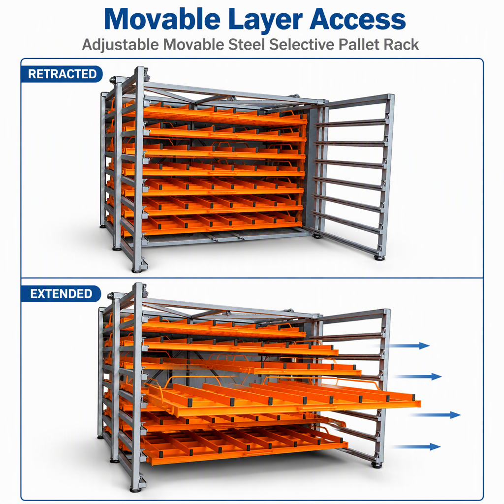 Adjustable Movable Steel Selective Pallet Rack with 2 Layers ESd Protection Electric Mobile Racking System for Industrial Use