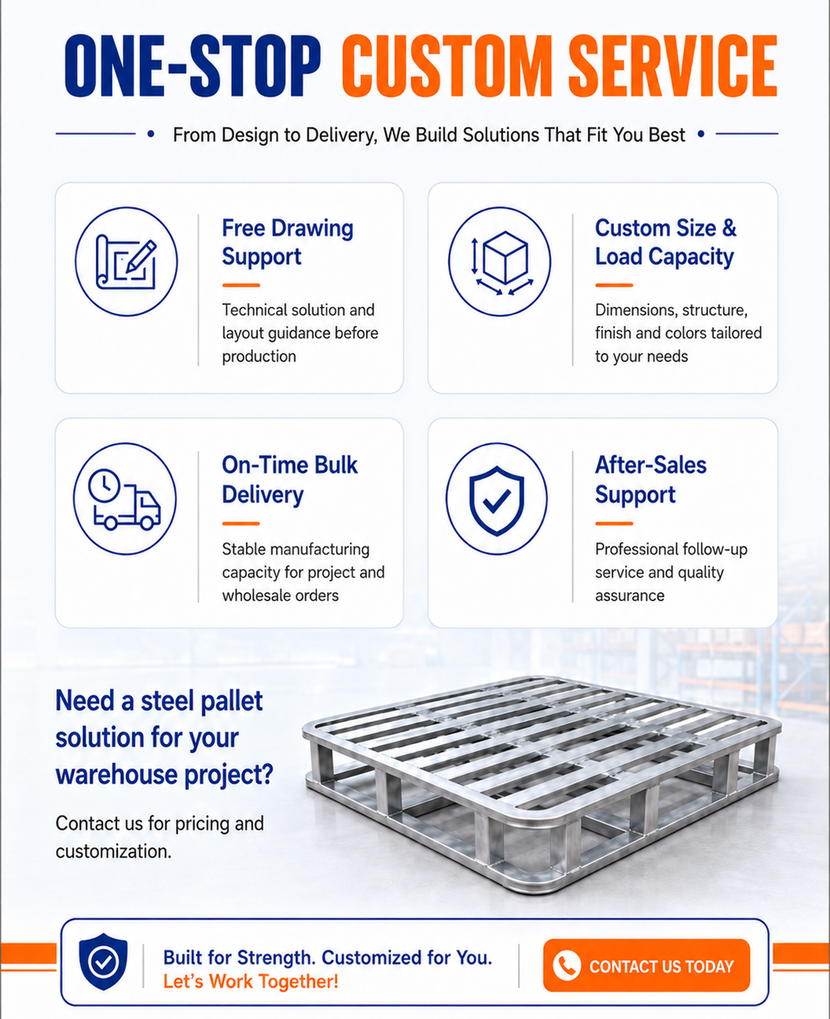 Factory Direct Steel Pallet Heavy Duty Warehouse Storage Metal Pallet for Racking System