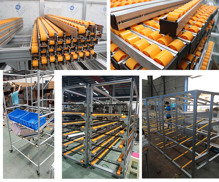 Roller Track Pipe Rack System Flow Roller Rack Assemble Aluminum Flow Rails for Shelf