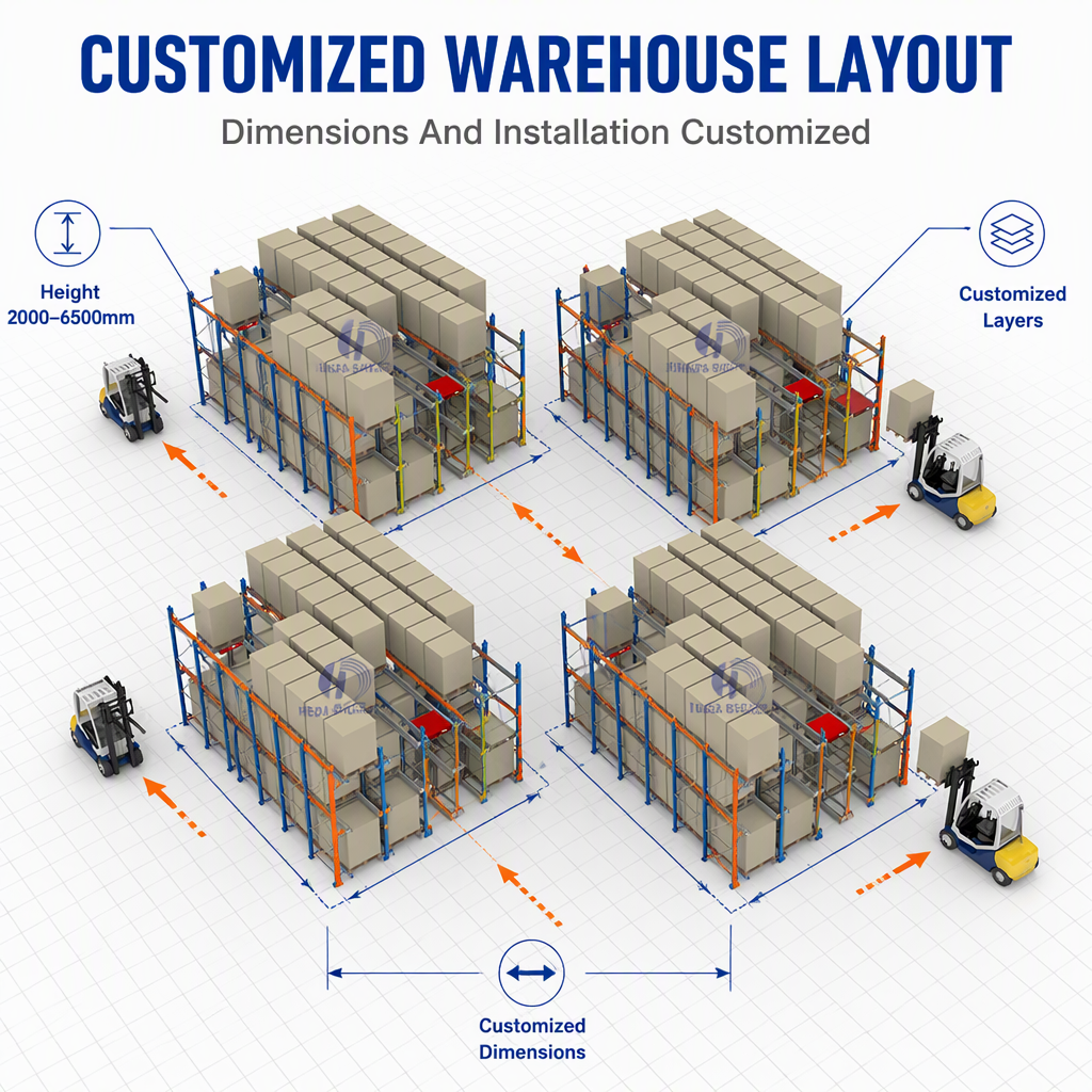 High-Density Ratio Shuttle Racks System Asrs 4 Way Shuttle Racking Radio Shuttle Pallet Rack