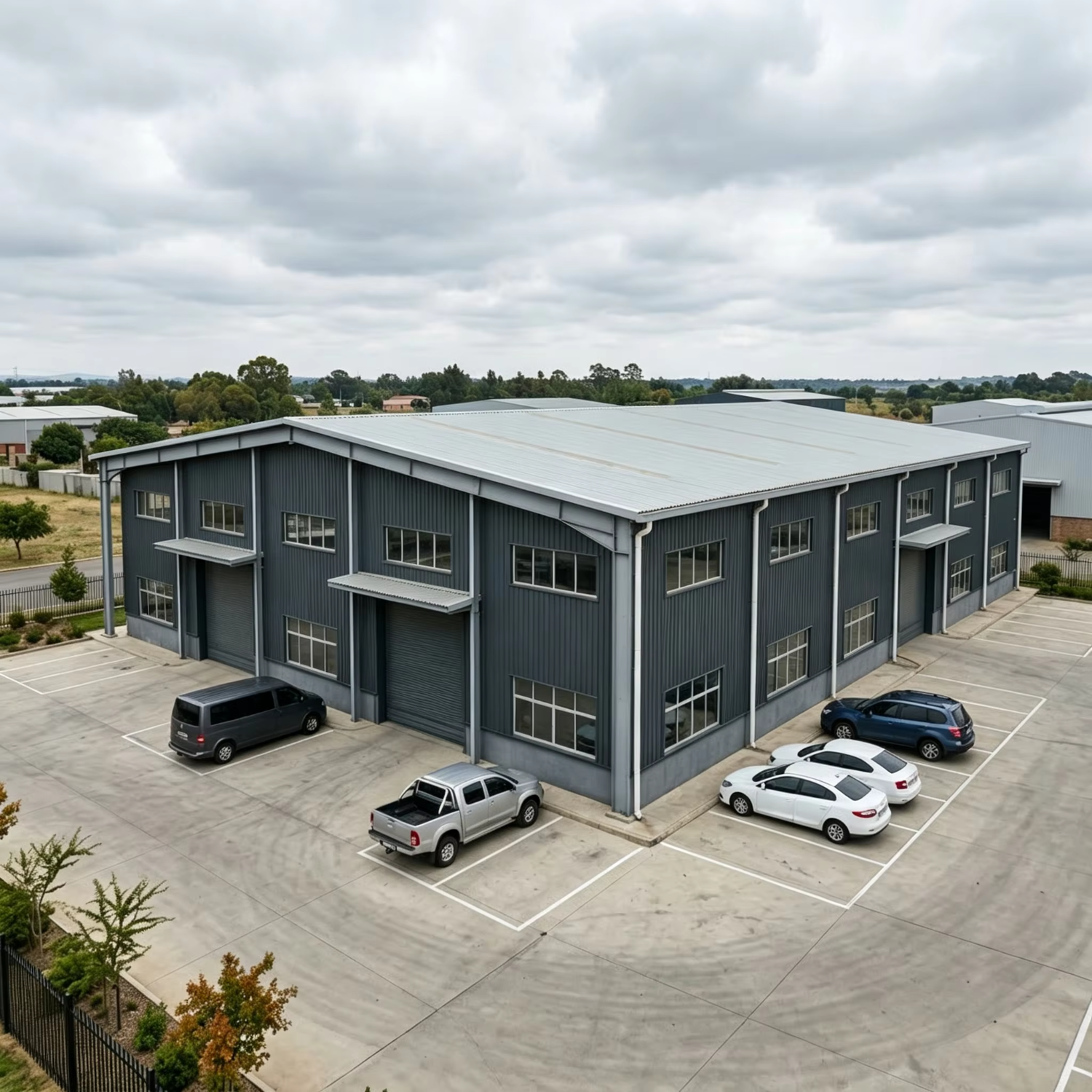 High Bay Galvanized Steel Structure Workshop Warehouse Interior Multi Tier Pallet Racking Central Aisle Prefab 3PL Fulfillment