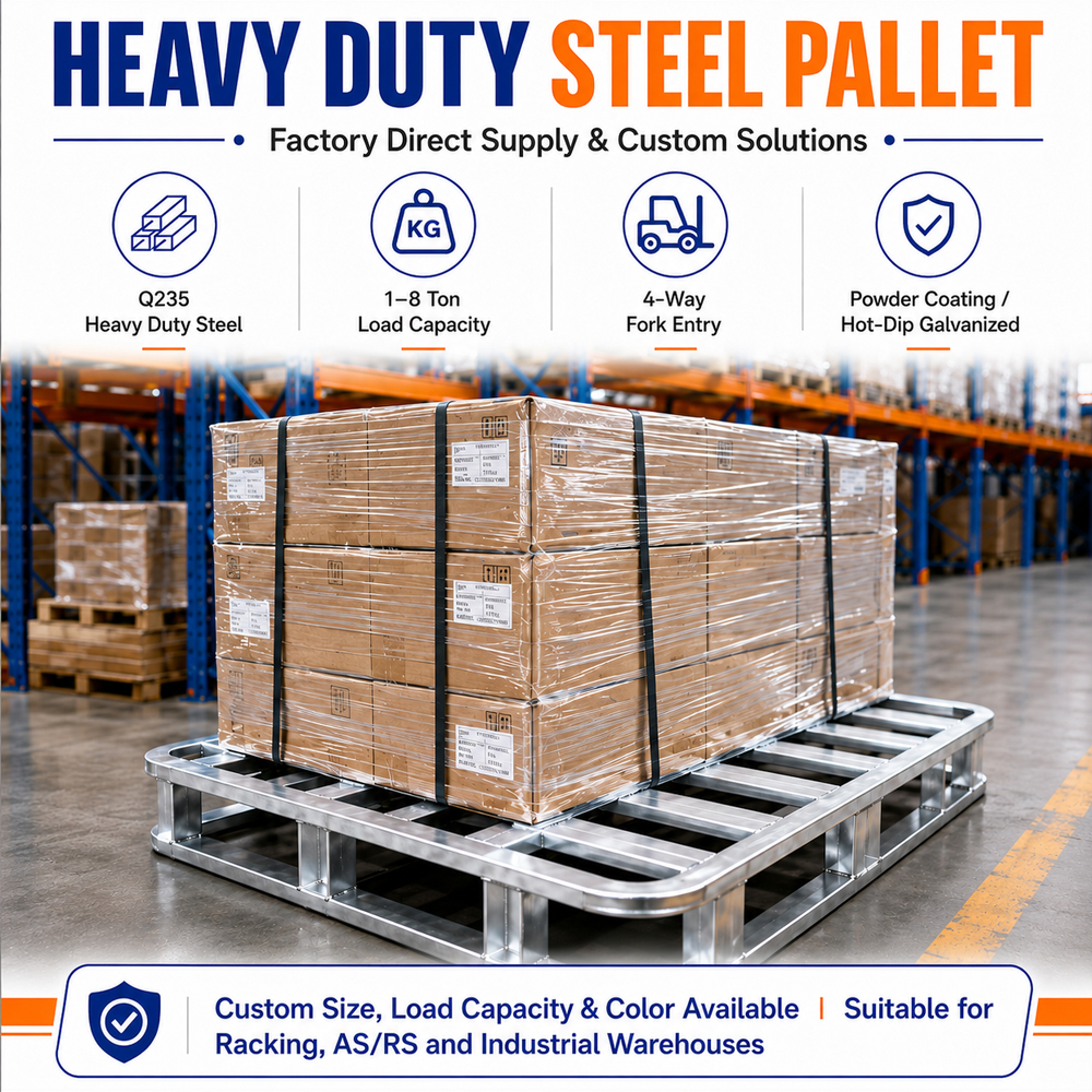 Factory Direct Steel Pallet Heavy Duty Warehouse Storage Metal Pallet For Racking System