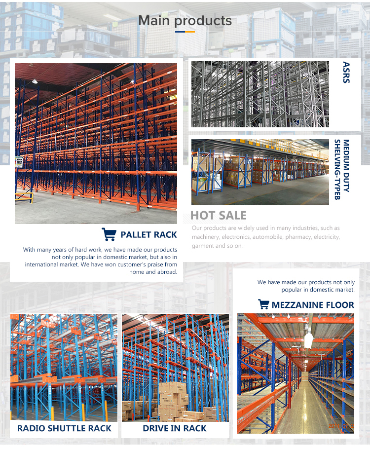 warehouse storage pallet rack drive in mezzanine radio shuttle asrs
