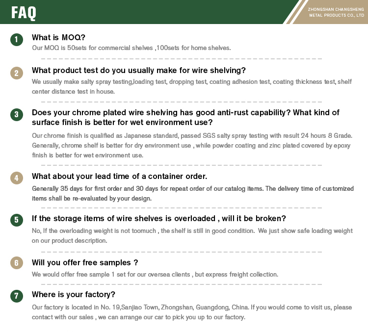 NSF Adjustable Cold Room Storage Racking System Metal Wire Shelf FAQ