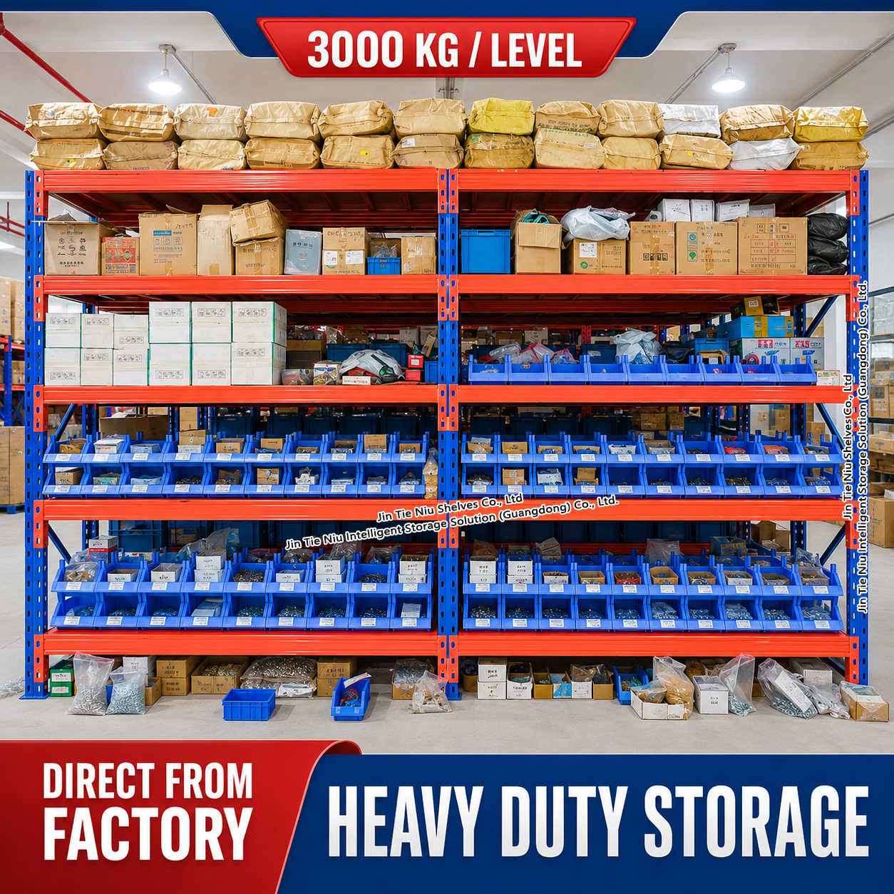 3000KG Custom Steel Deck Storage Rack for Plastic Bins And Small Parts Warehouse Shelves Racking System