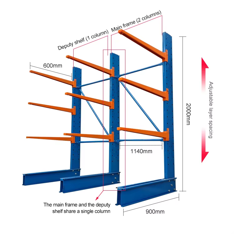 Heavy-Duty Steel Warehouse Racks 5-Layer Corrosion Protected Cantilever Storage Shelf