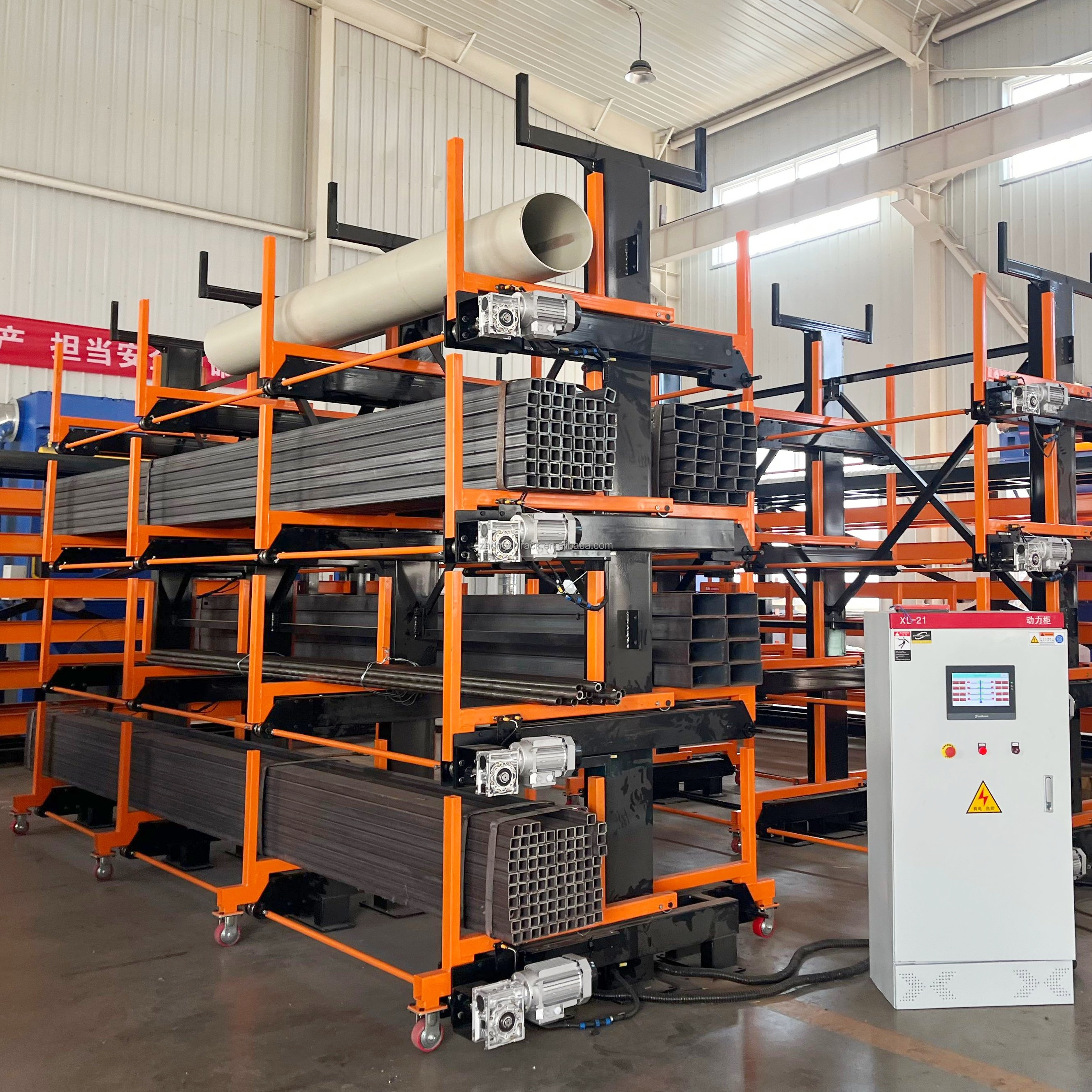 Heavy Duty Industrial Single/Double-Sided Telescopic Cantilever Racking System 0.5T-3.0T Load Capacity 2-6 Layers Powder Coated
