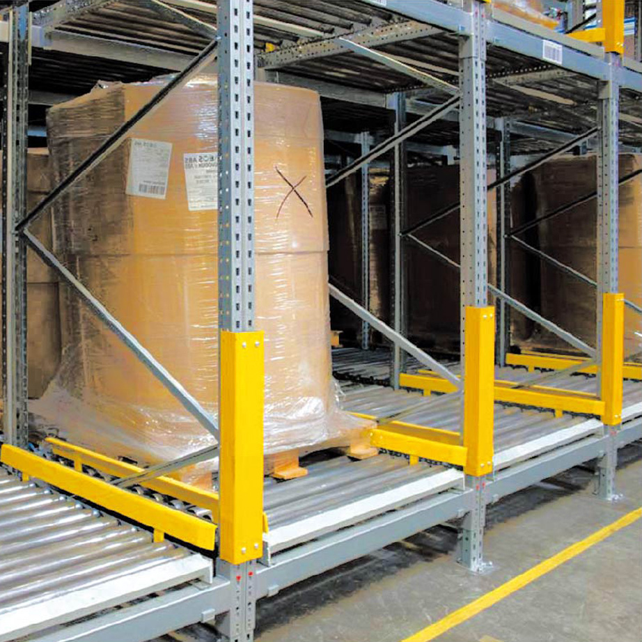 Reinforced Adjustable Gravity Flow Steel Pallet Racking FIFO Design Powder Coated Industrial Warehouse Logistics Racks