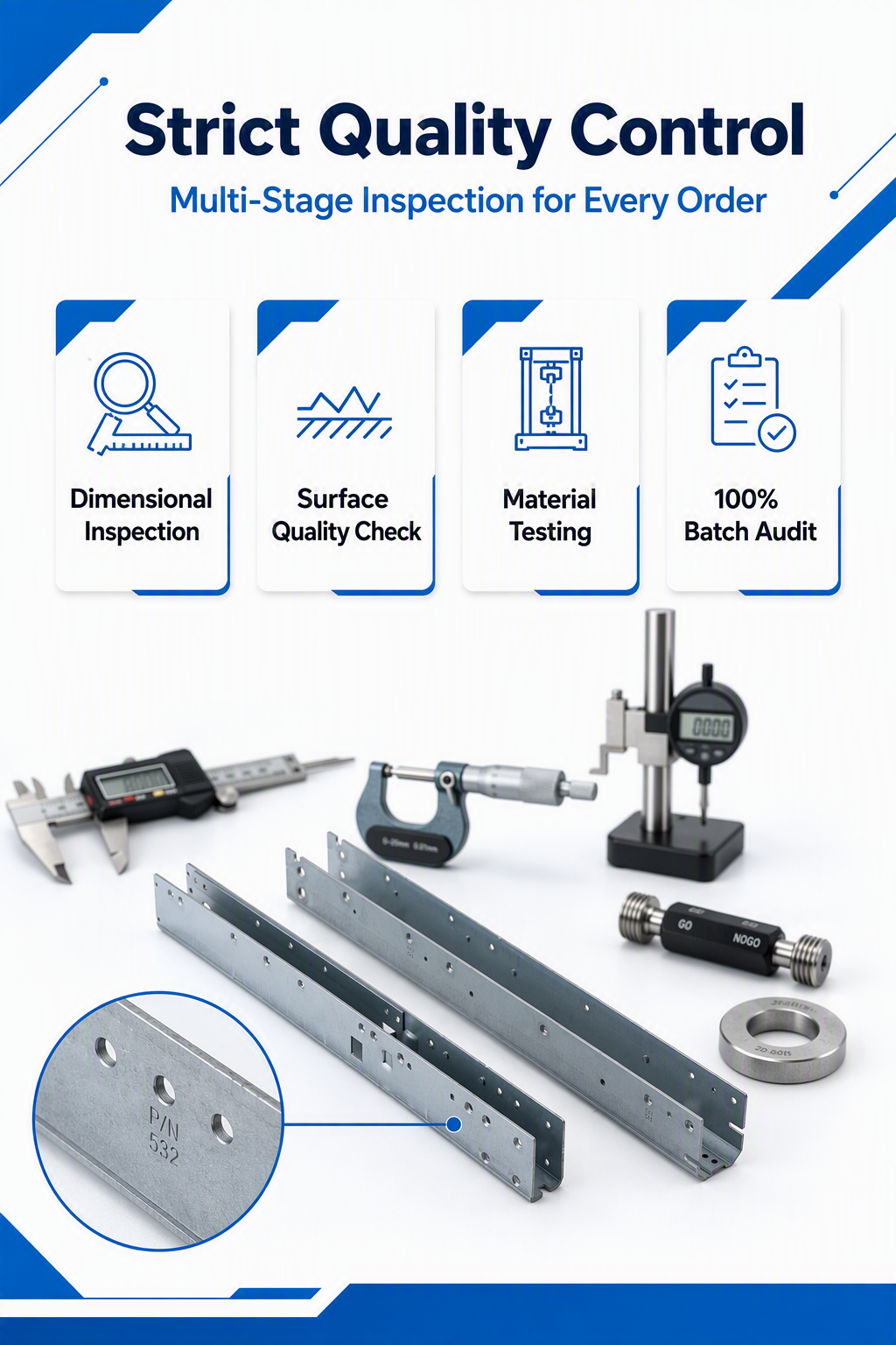 OEM Custom Precision Stamping U Shape Channel Bracket Galvanized Steel Hardware Industrial Shelf Support Rail Metal Parts