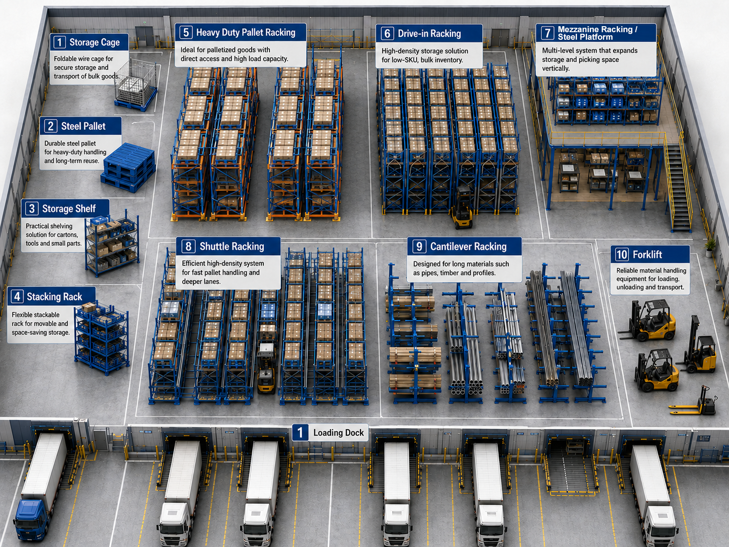 Heavy Duty Pallet Pallet Racking System Steel Storage Rack Q235B Steel For E-commerce With 1000-4000kg Load