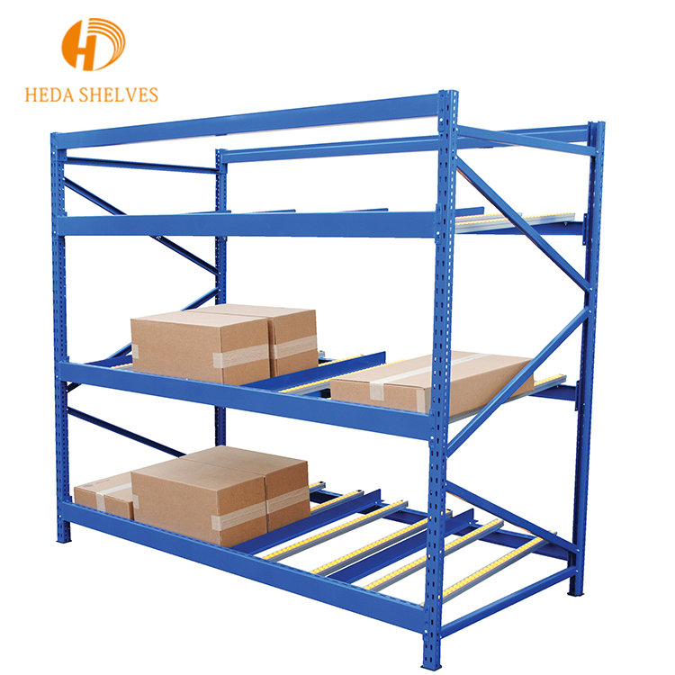 Customized Warehouse Storage Rack Pallet Flow Rack Shelving Lineside Roller Flow Rack Gravity Carton Flow Racking