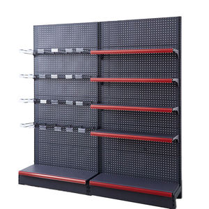 Single Sided 5-Tier Light Duty Steel Wall Rack for Supermarket Solid Back Panel Display Shelving Epoxy Powder Coating 30-60kg