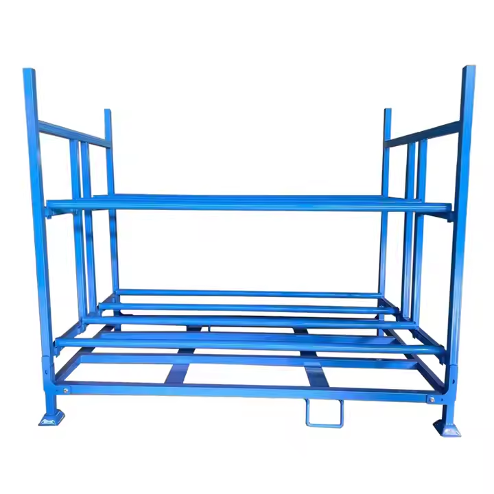Industries Warehouse Customized Blue Pallet Steel Flat Plate Foldable Stack Fabric Storage Tire Rack Stacking Racks
