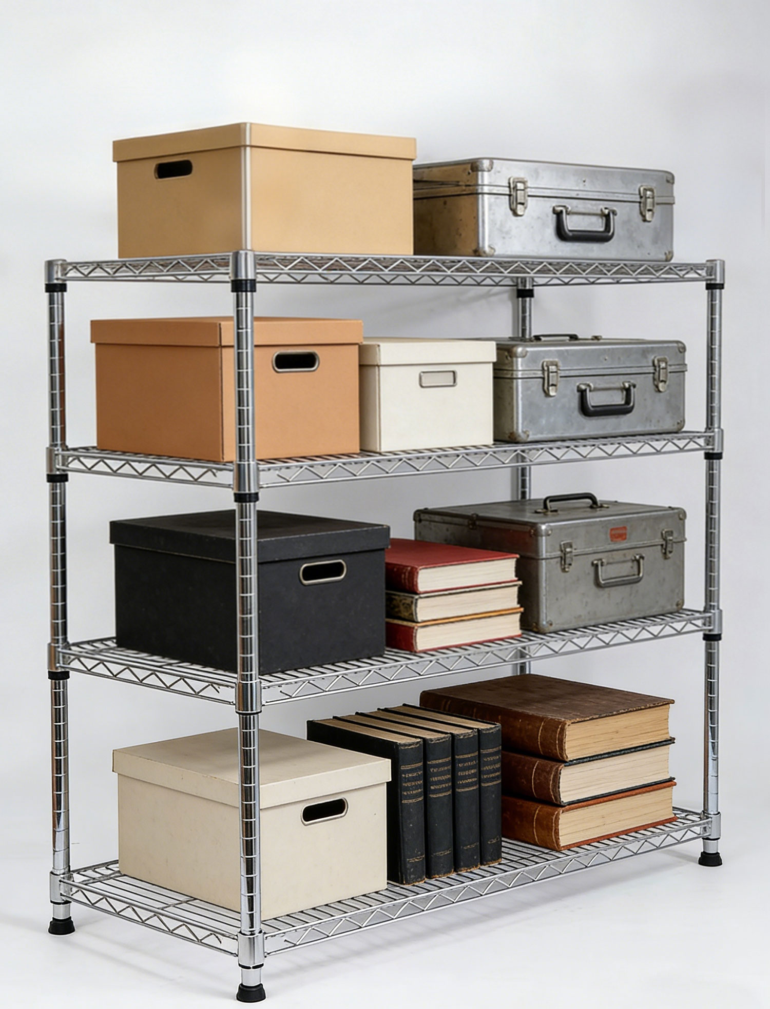 Heavy Duty Multi-Layer Floor Standing Storage Racks, Metal Wire Shelving for Warehouse Inventory Storage