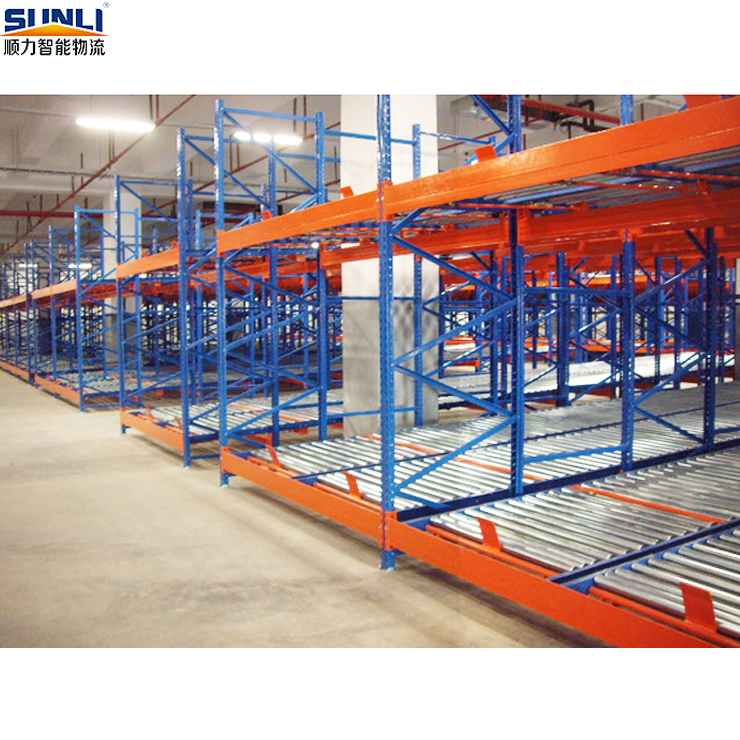 Factory Price Heavy-Duty 5-Layer Steel Gravity Flow Rack Corrosion Protection Powder Coated Finish for Logistics Warehousing