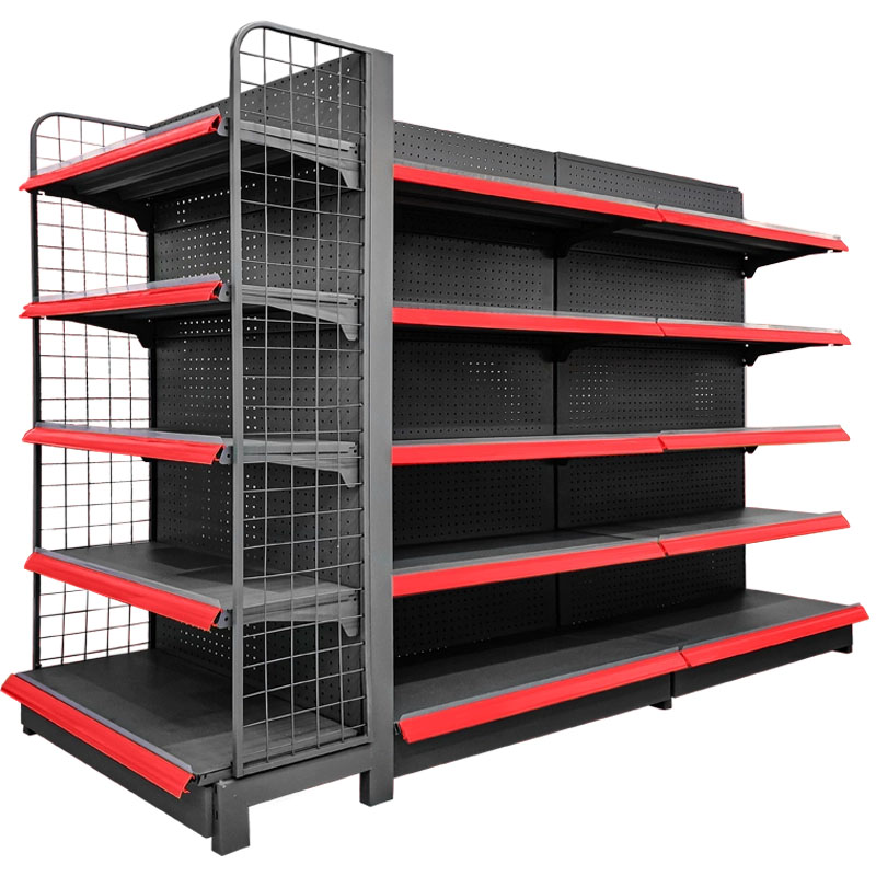 Low MOQ Custom Double-Sided Heavy Duty Iron Metal Supermarket Gondola Shelving Rack with Corrosion Protection