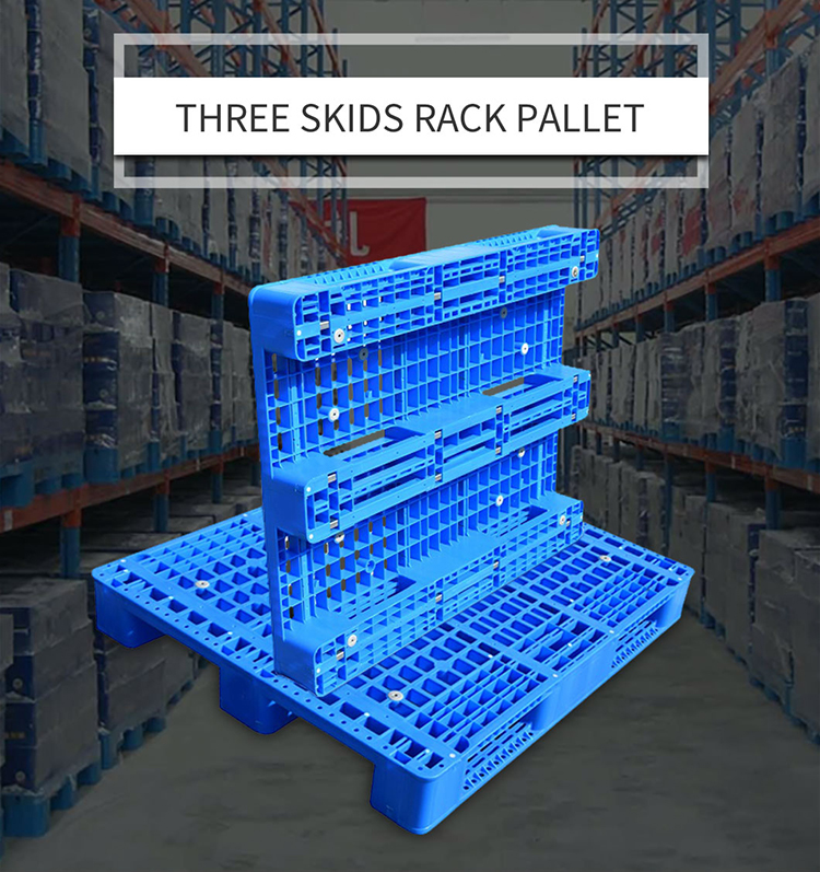 3 legs rackable plastic pallet