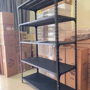 Slotted 5 Level Angle Steel Rivet Rack Storage Iron Racks Shelving UnitS Steel Shelf Slotted Metal Warehouse Racks