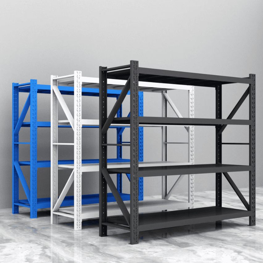 Custom Heavy Duty Shelving 300 Kg Layer Garage Black 4 Tier Warehouse Storage Metal Stacking Shelf Rack for Warehouse