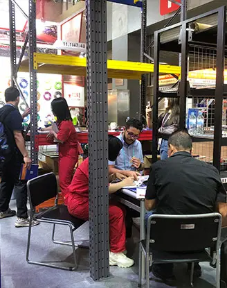 Engineering team meeting international trade delegates