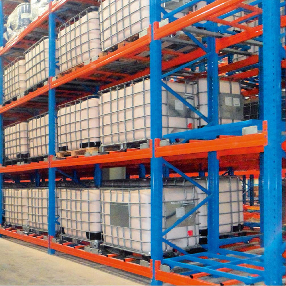 Custom 5 Layer Steel Push Back Racking System Heavy Duty Powder Coated Industrial Pallet Racks for Factory Storage