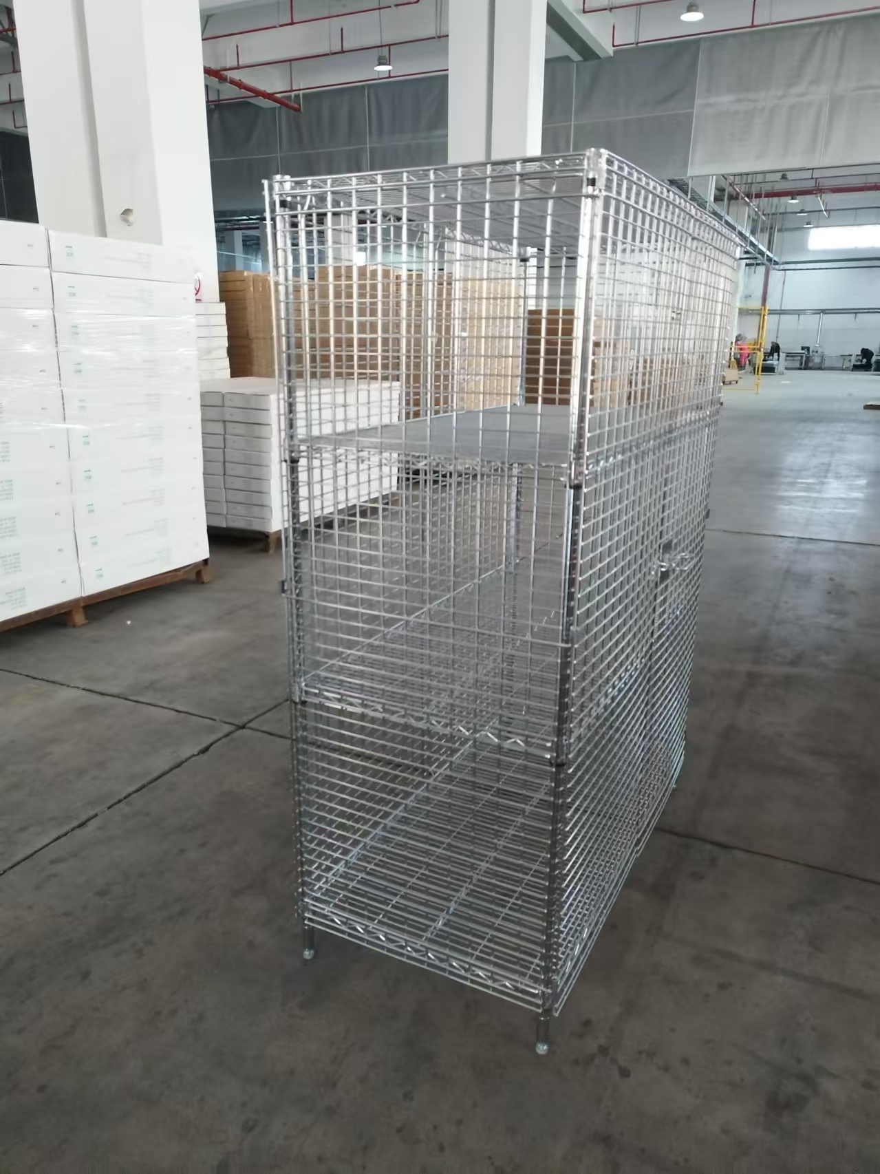 4-Tier Chrome Wire Shelving Unit Adjustable Industrial Storage Rack ESD-Safe for Factories Warehouses Standing Dinnerware