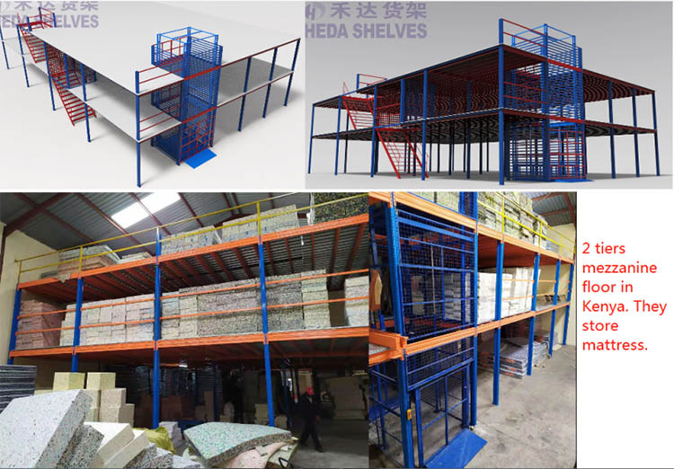 Warehouse Heavy Duty Steel Loft Platform Shelf Storage Attic Rack Pallet Racking Supported Mezzanine Floor Racks System