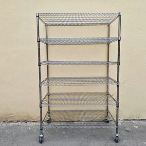 6 Layer Chrome Plated Carbon Steel Wire Shelving Rack Anti-Rust Adjustable Storage Unit for Warehouse