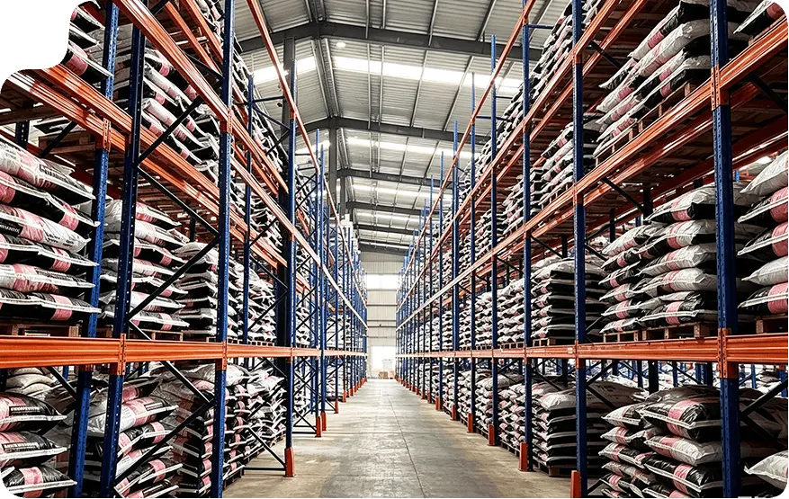 Building supplies warehouse with cantilever racking