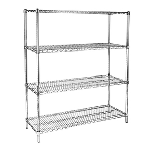 OEM 4 Tiers Chrome Plating Storage Wire Shelving Unit Heavy Duty Adjustable Storage Shelf for Commercial Warehouse Knock Down