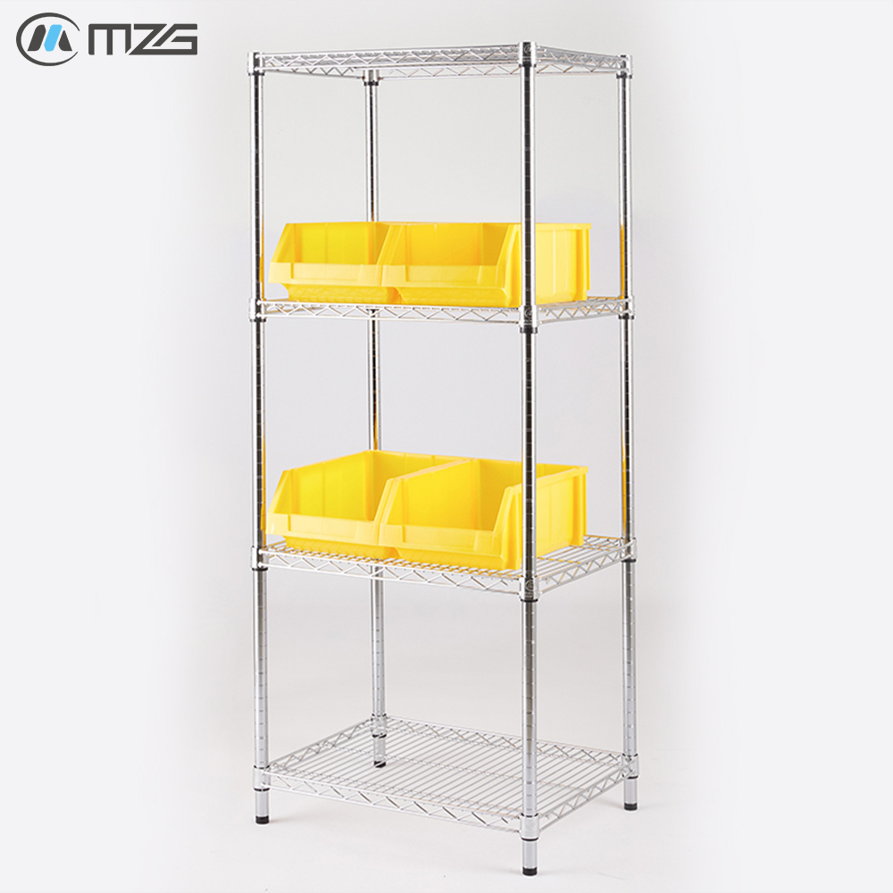 MZG Bulk Heavy Duty Warehouse Garage Industrial Chrome Multi-Layer Metal Wire Shelving with Storage Bin