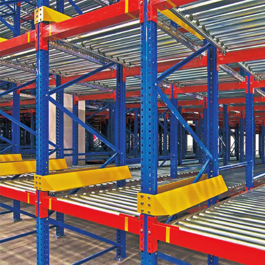 Reinforced Adjustable Gravity Flow Steel Pallet Racking FIFO Design Powder Coated Industrial Warehouse Logistics Racks