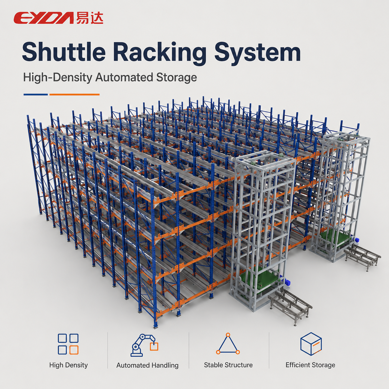 Intelligent Heavy Load Steel/Iron Anti-Rust Mezzanine Rack Multi-Level Automated Warehouse Pallet Shuttle Racking System