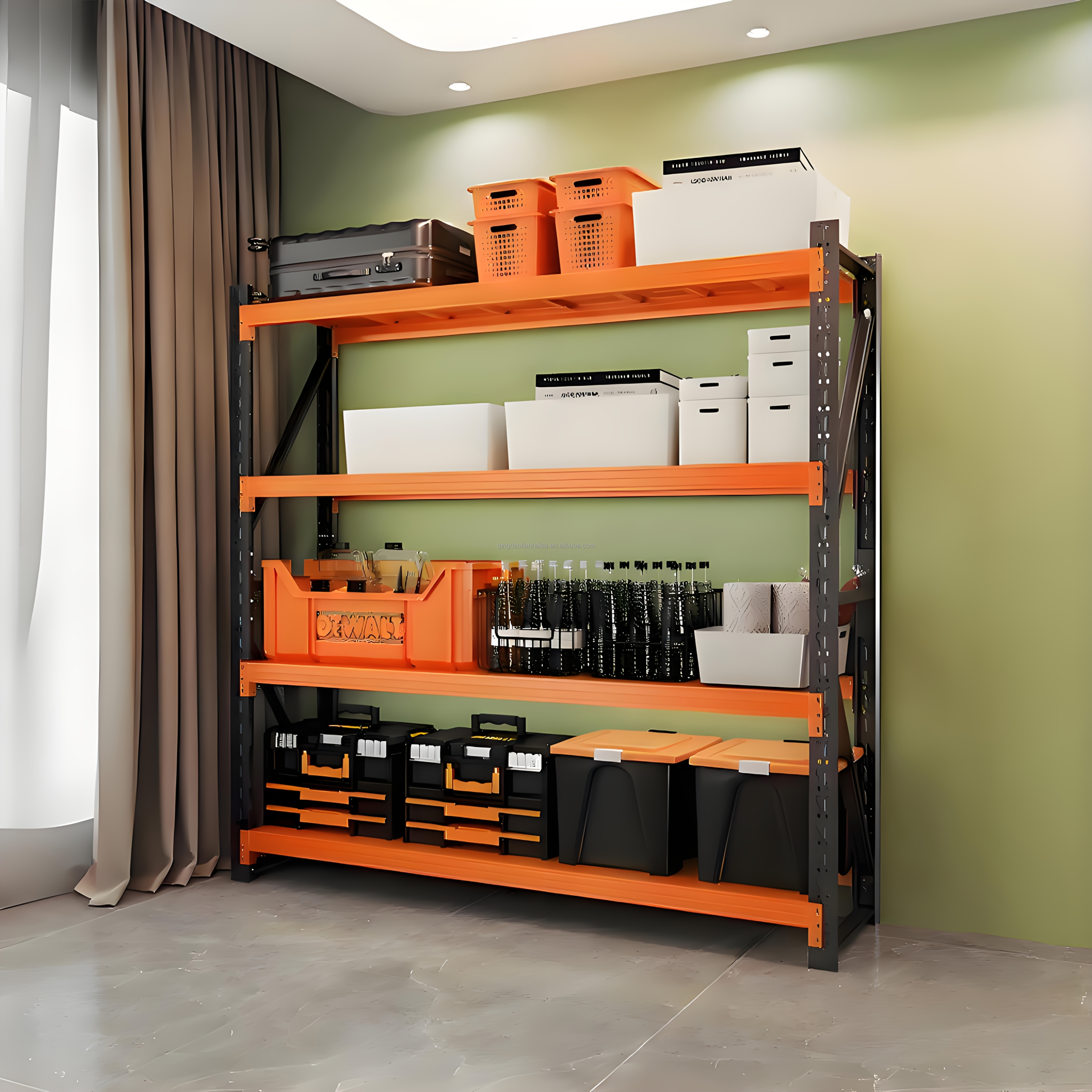 Boltless Adjustable Heavy-Duty Steel Rack Storage System 200kg Capacity Per Layer, for Warehouse &amp; Industrial Stacking