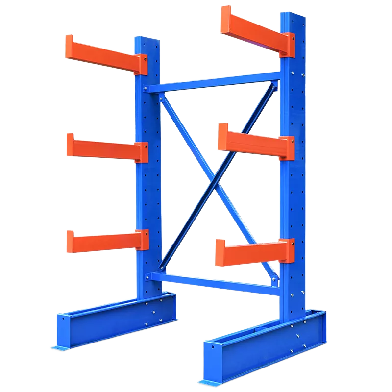 Double Cantilever Steel Storage Racking Shelving Unit Galvanized Electrostatic Powder Coating Plug-In Installation Blue