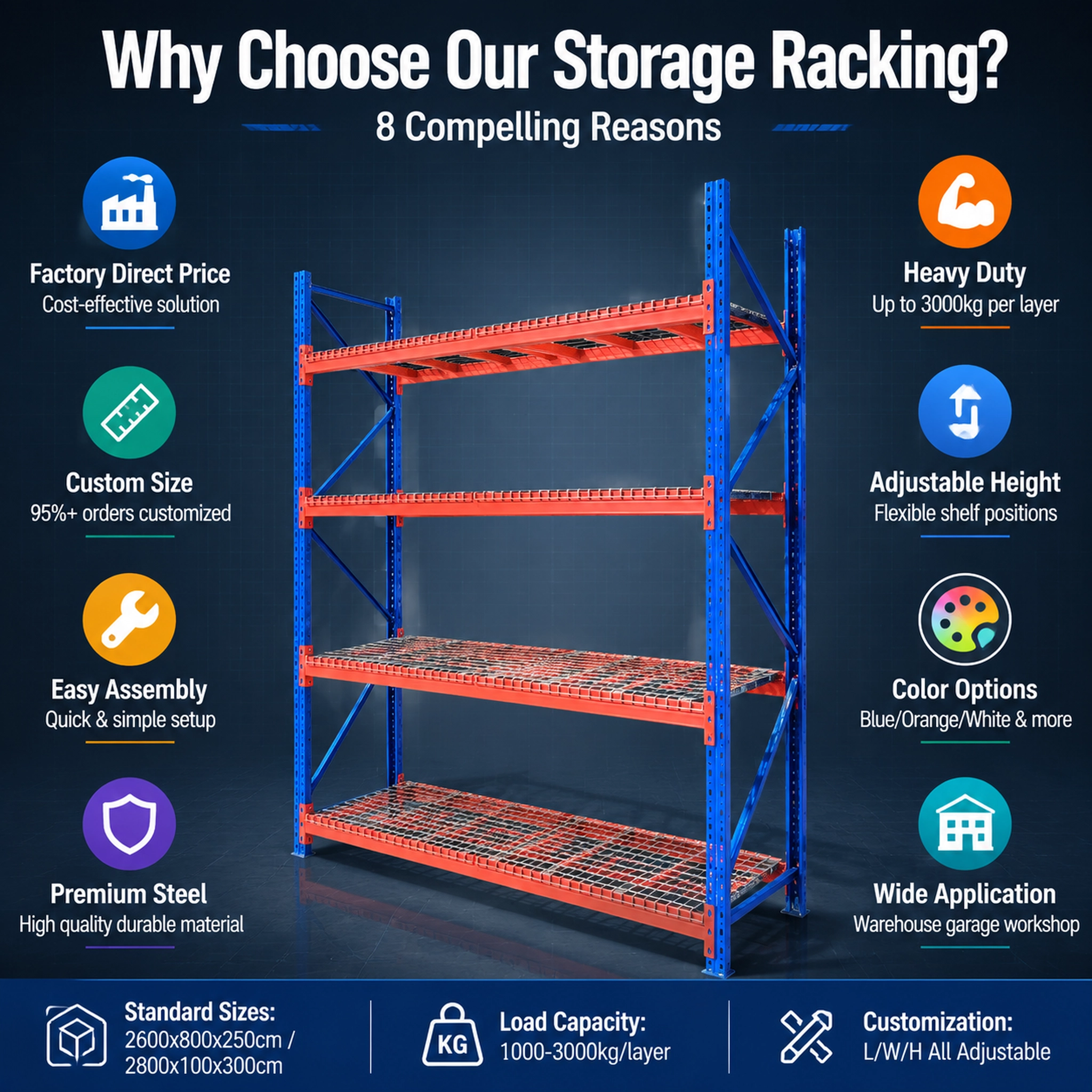 Distribution Center Warehouse Pallet Rack Steel Storage Racking 4 Tier Bay Industrial Logistics Shelving System